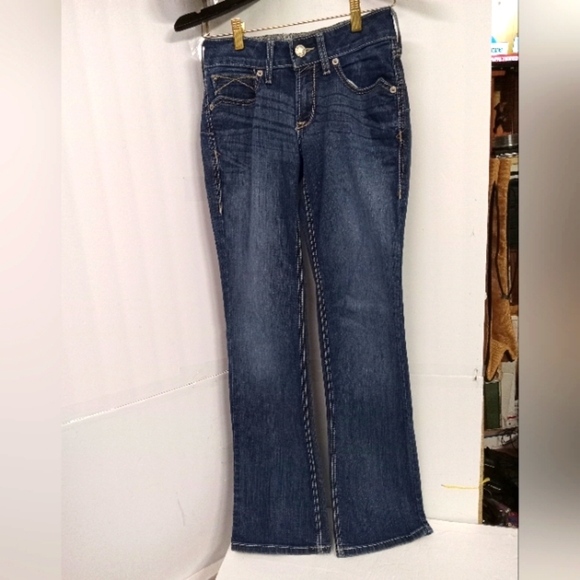 Ariat Pants R.E.A.L. Jeans Boot Cut Denim  Estella Blue Medium wash  Size  27r - Picture 1 of 8